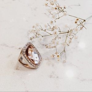 Soft Pink Rhinestone Statement Ring